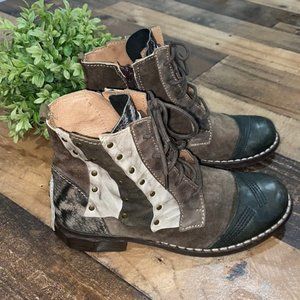 Clocharme leather boots Italy patchwork size 7